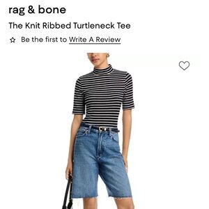 Rag & Bone Striped Black and White Turtleneck Top